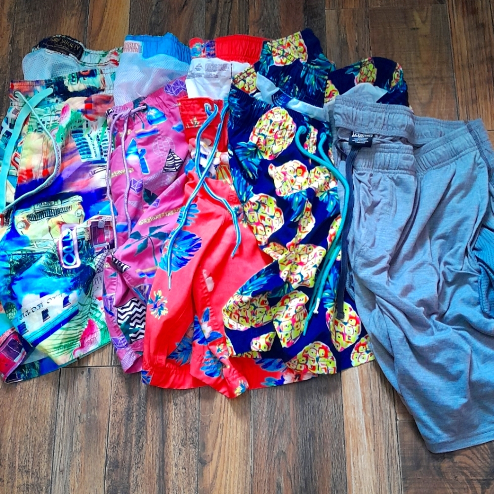 Men's Swim Trunk Lot 4 Swim Trunks 1 Ball Shorts Broken Threds Sur Society EtcXl